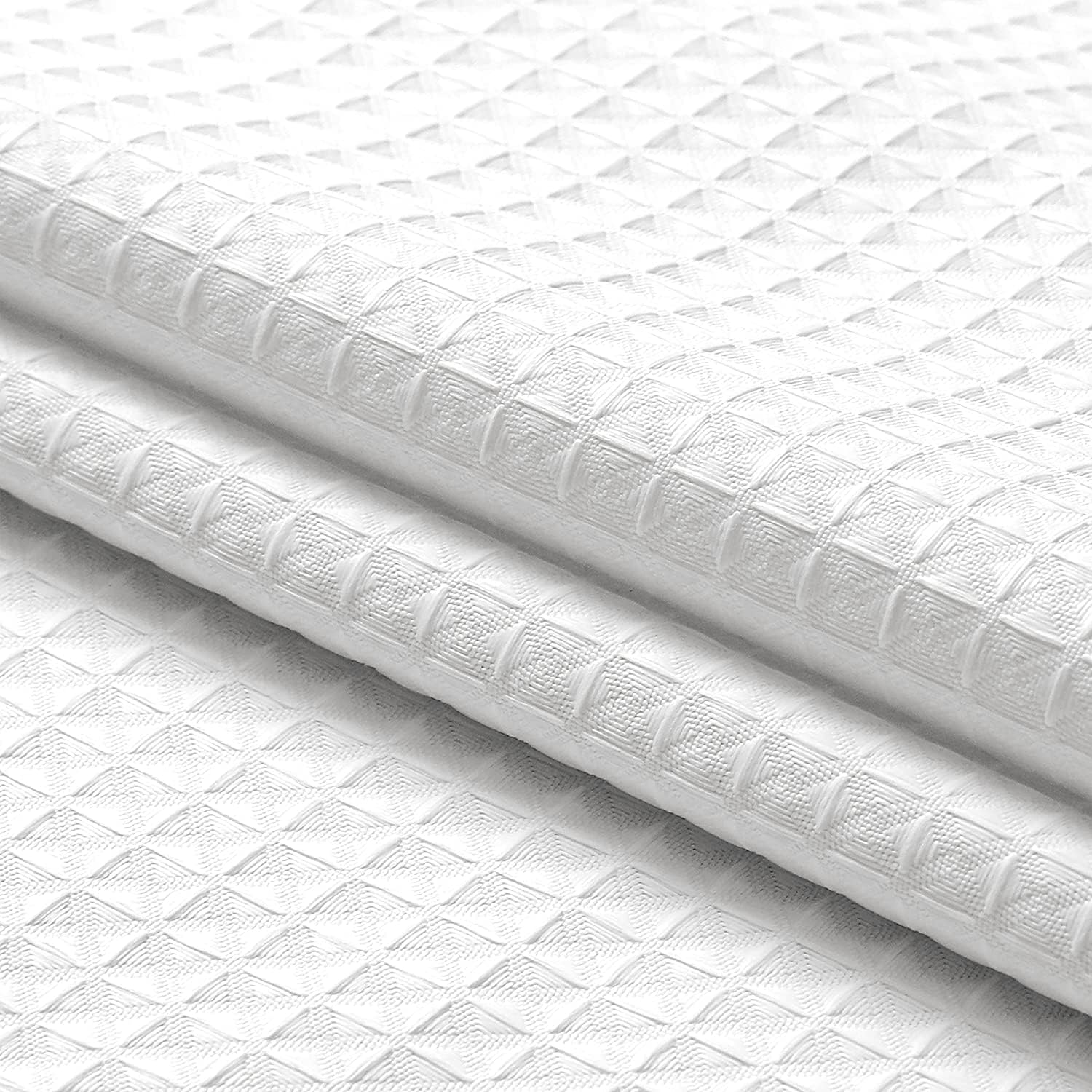 MISS SELECTEX Waterproof Waffle Shower Curtain 230 GSM Heavy Duty White