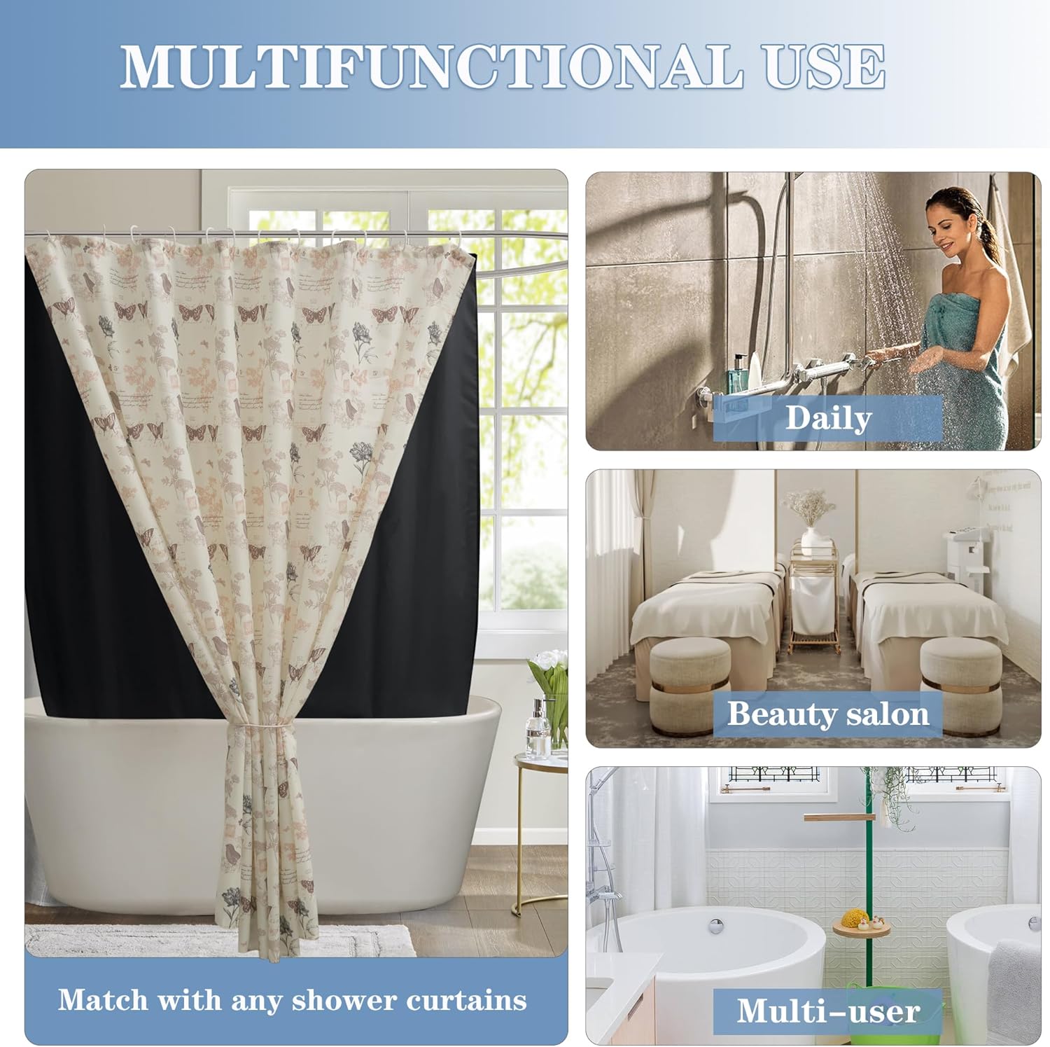 Nasitos 2 Pack Shower Curtain Liners - W72 x H72