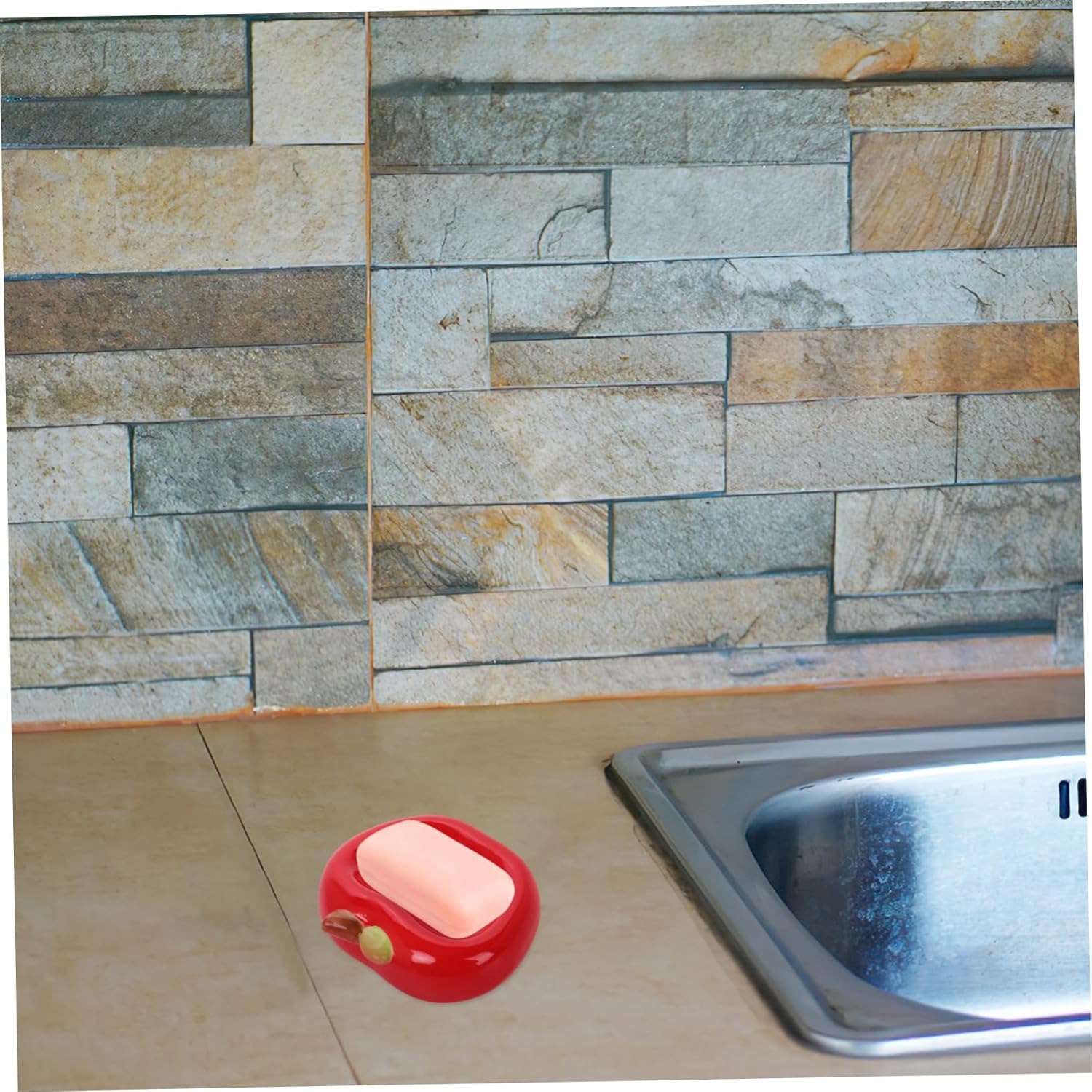 STOBAZA Apple Ceramic Soap Holder with Drainage