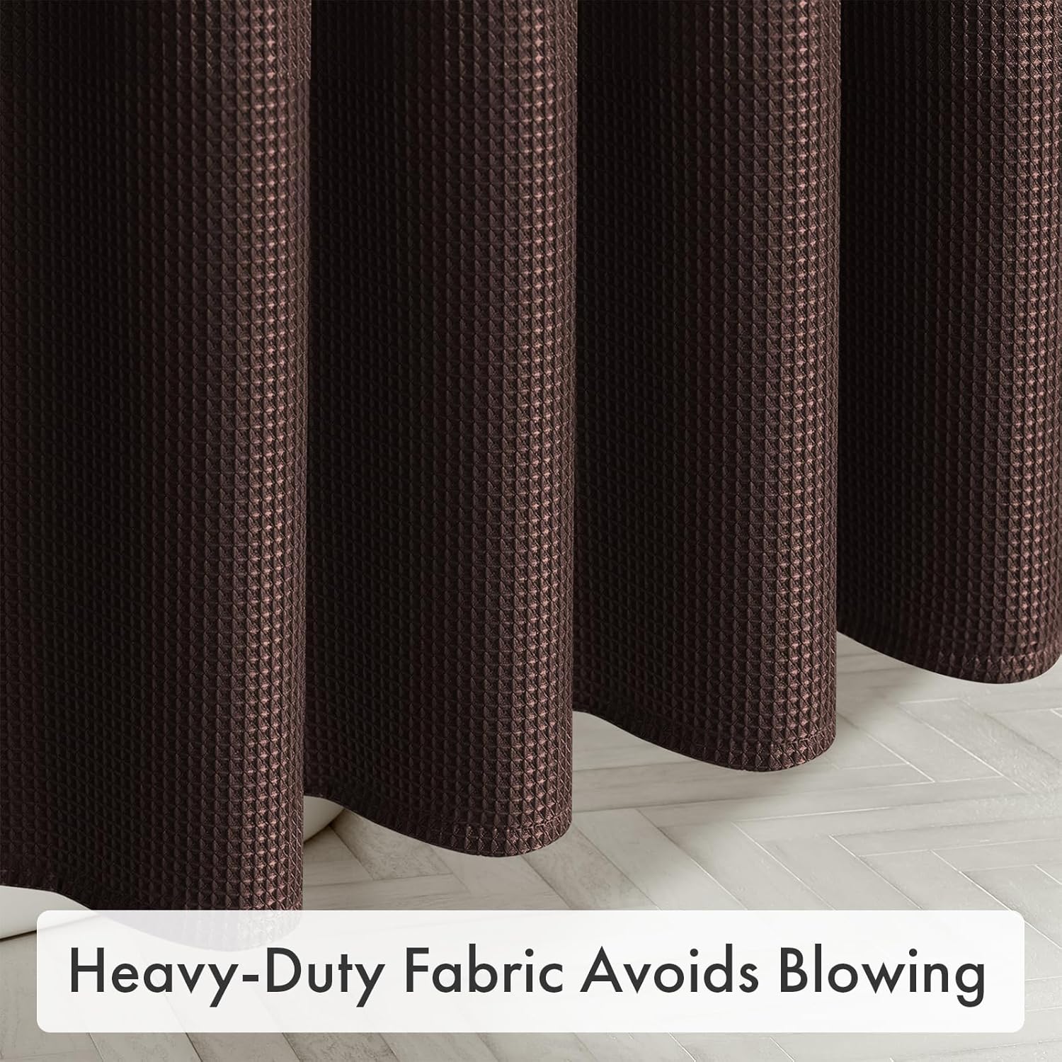 AmazerBath Brown Waffle Shower Curtain 72x72 Inches Heavy Duty 240GSM