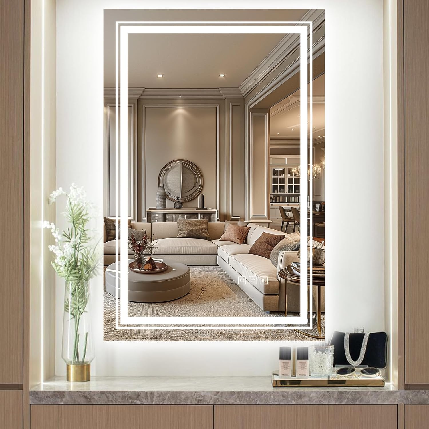TOTOUS 24x32 LED Mirror with Front and Backlit Light