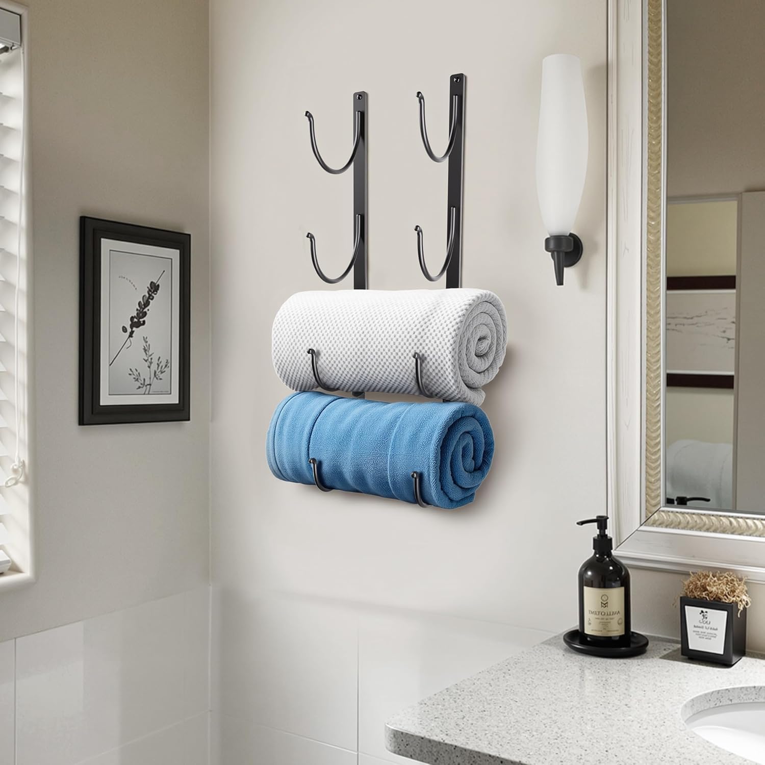 Josmimic 4-Tier Black Metal Towel Rack