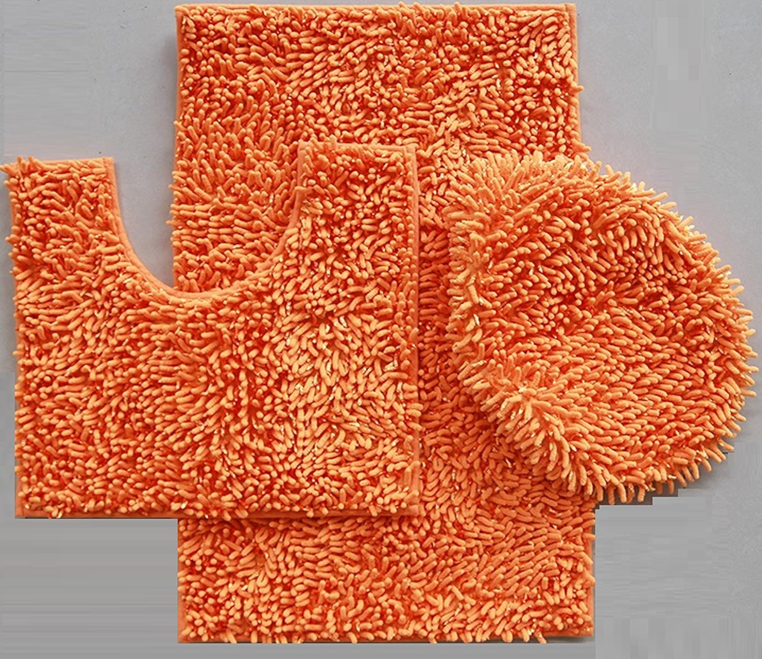 BH Home Linen 3-Piece Ultra-Soft Shiny Chenille Bath Mats Set