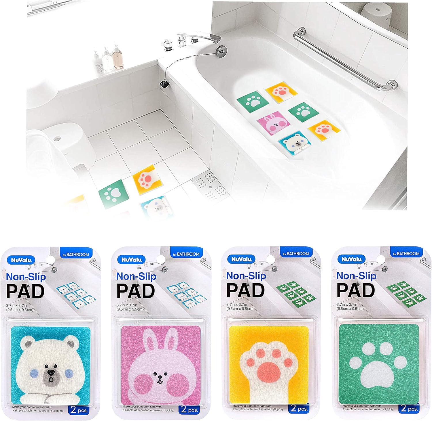 6 Bath Tub Anti-Slip Square Non-Skid Adhesive Pads 1