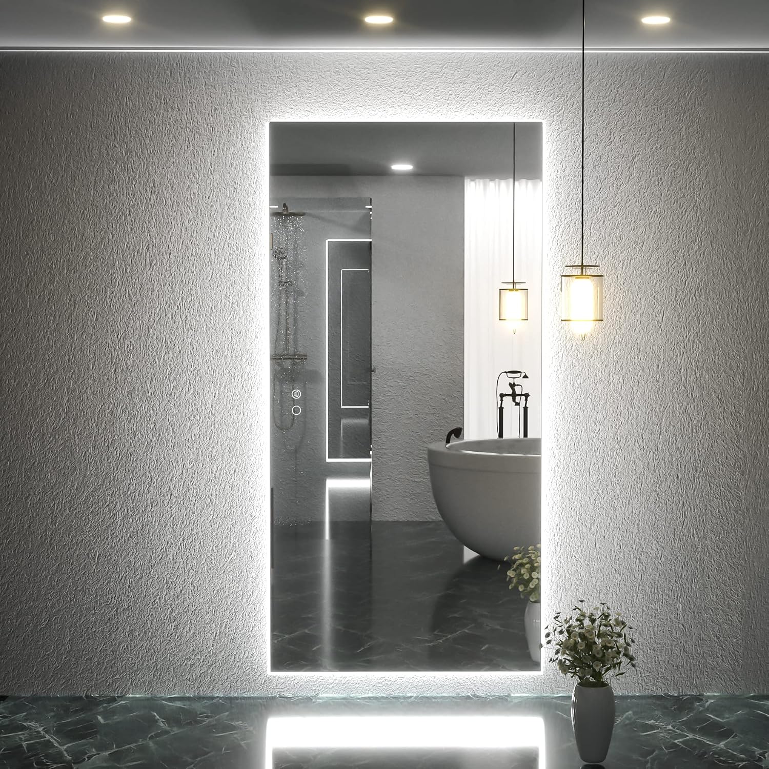 Keonjinn 72 x 36 Inch Backlit LED Mirror with Acrylic Light Strips