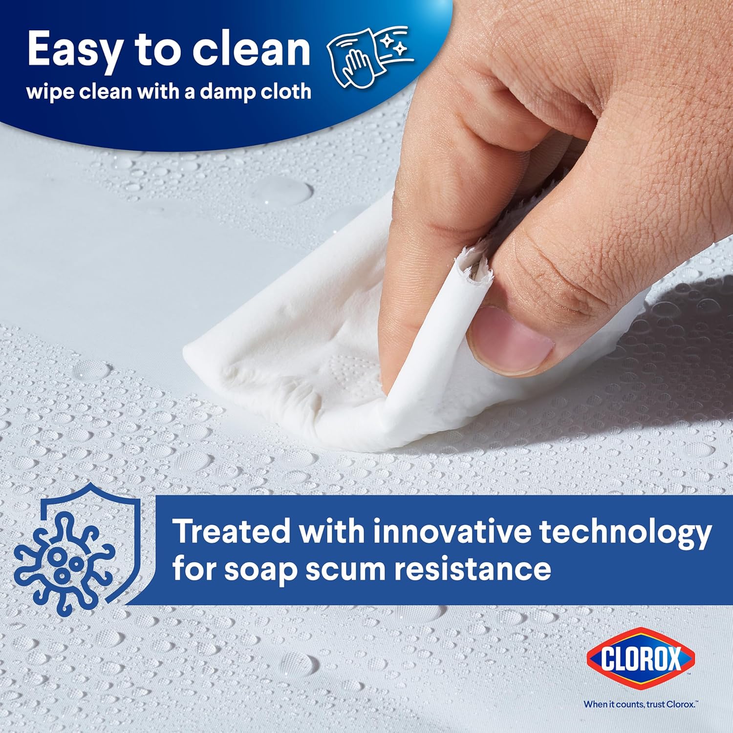 Clorox Premium White Shower Curtain Liner 70x72