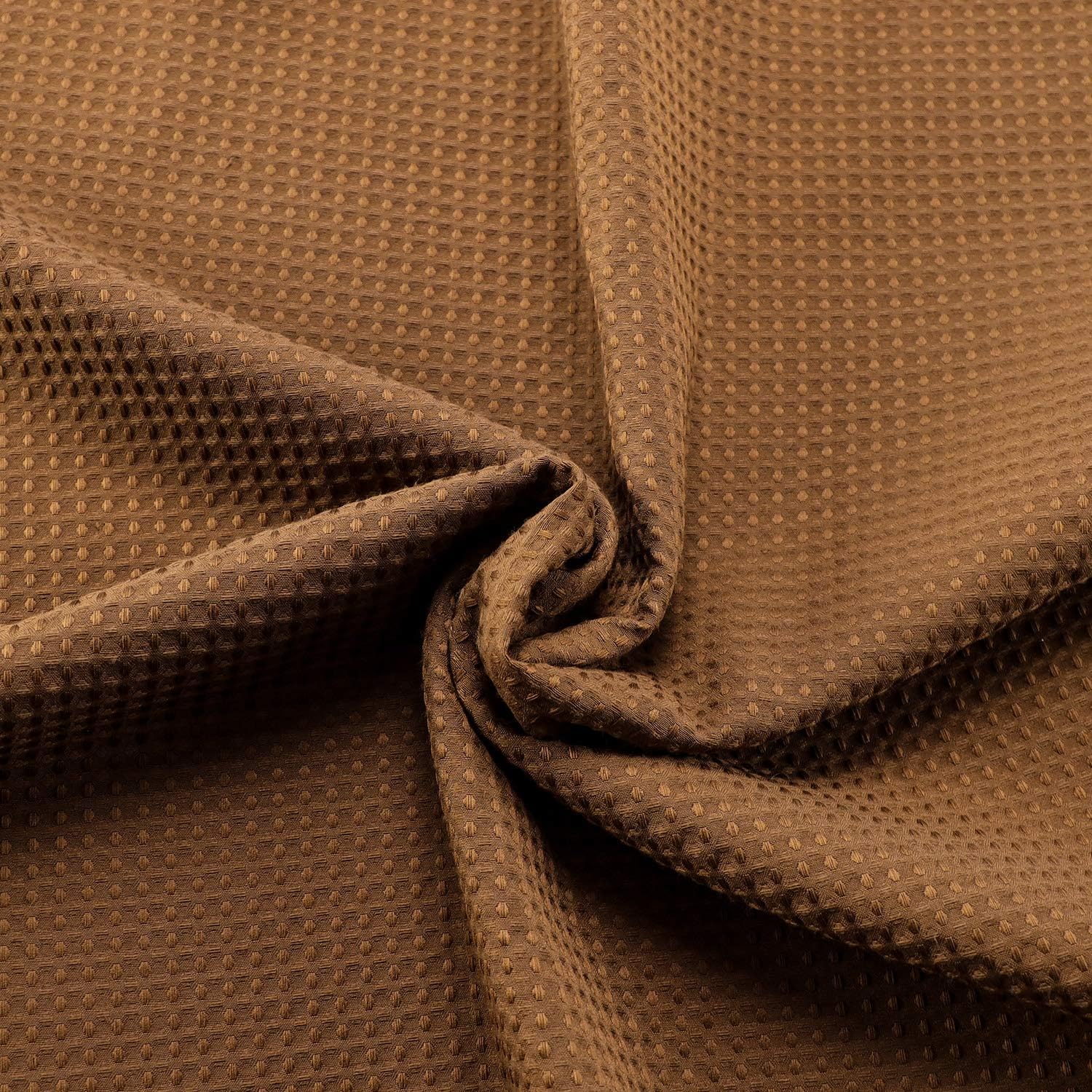 Barossa Design Waffle Weave Shower Curtain 71x72 Inch Brown Heavy Duty
