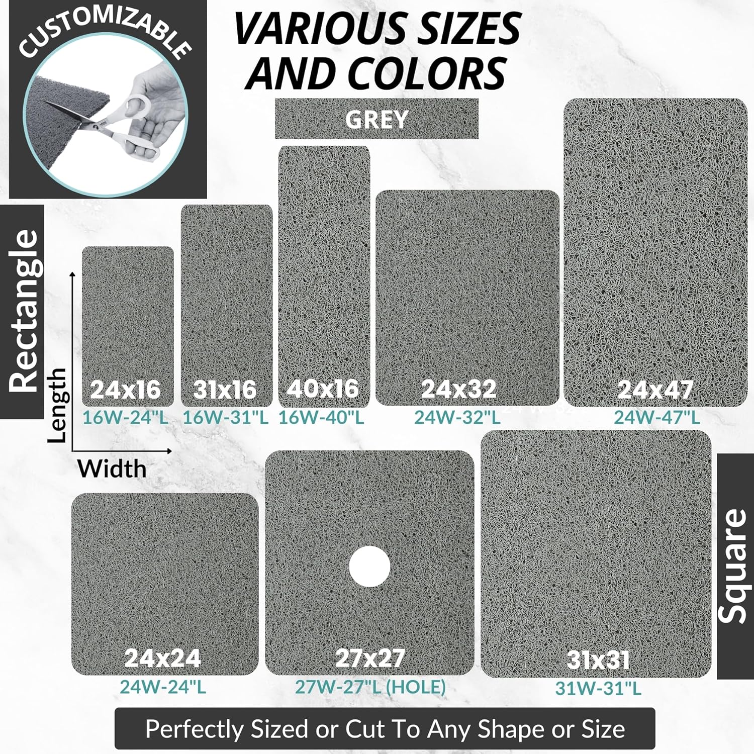 ENKOSI Non-Slip Bathtub Mat - 31x16 Gray